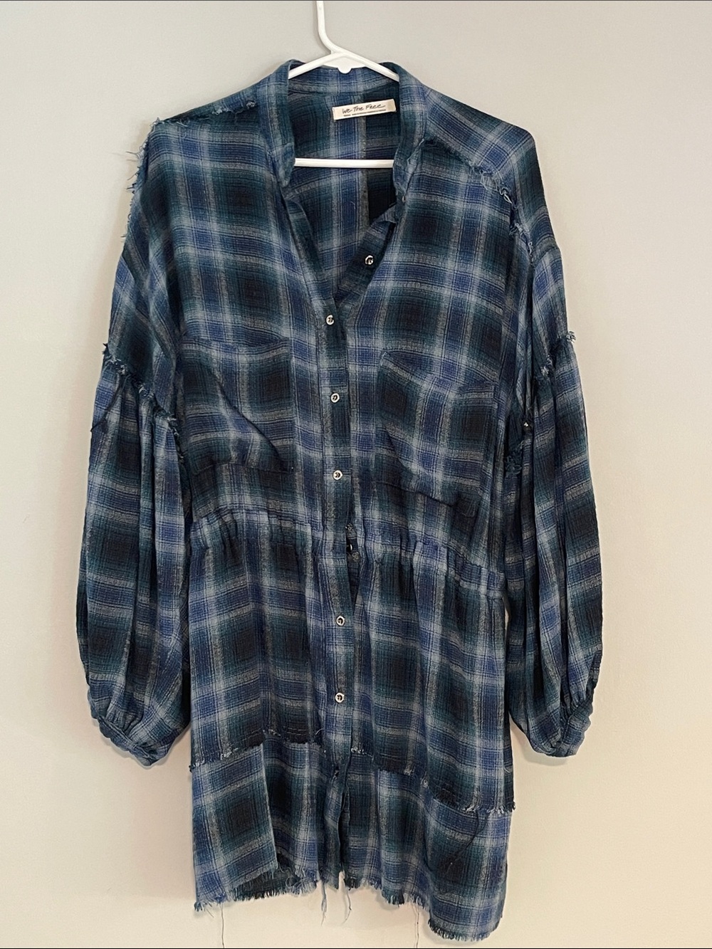 Free People Blue Plaid Mini Dress
